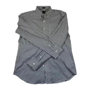NWT men’s J Crew L navy blue/white gingham button down slim fit collared shirt